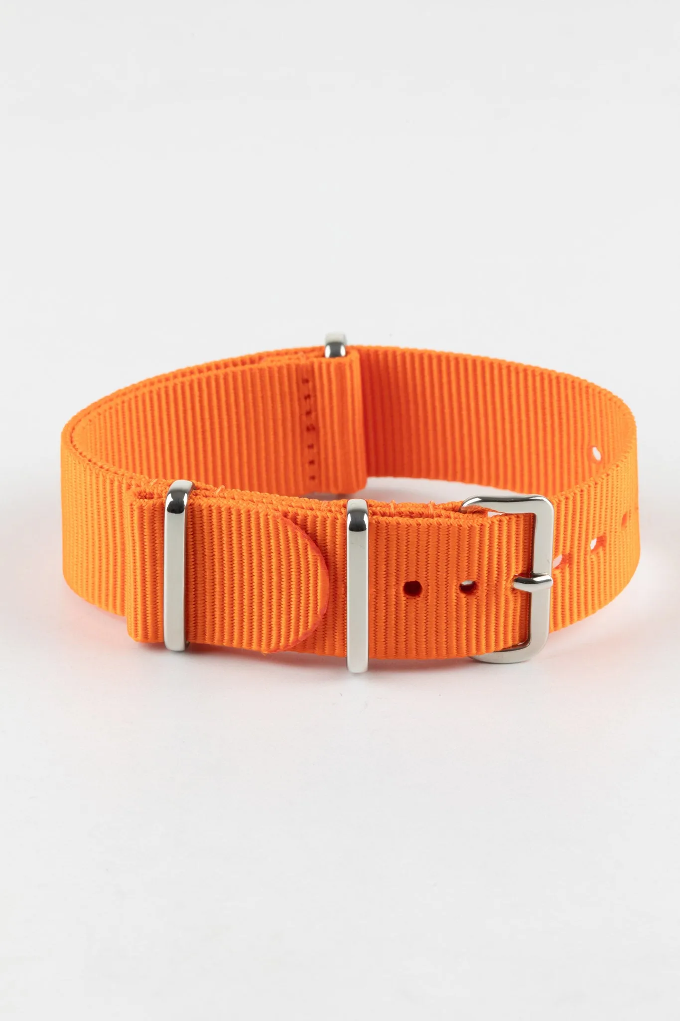 Nylon Watch Strap in ORANGE with Polished Buckle and Keepers