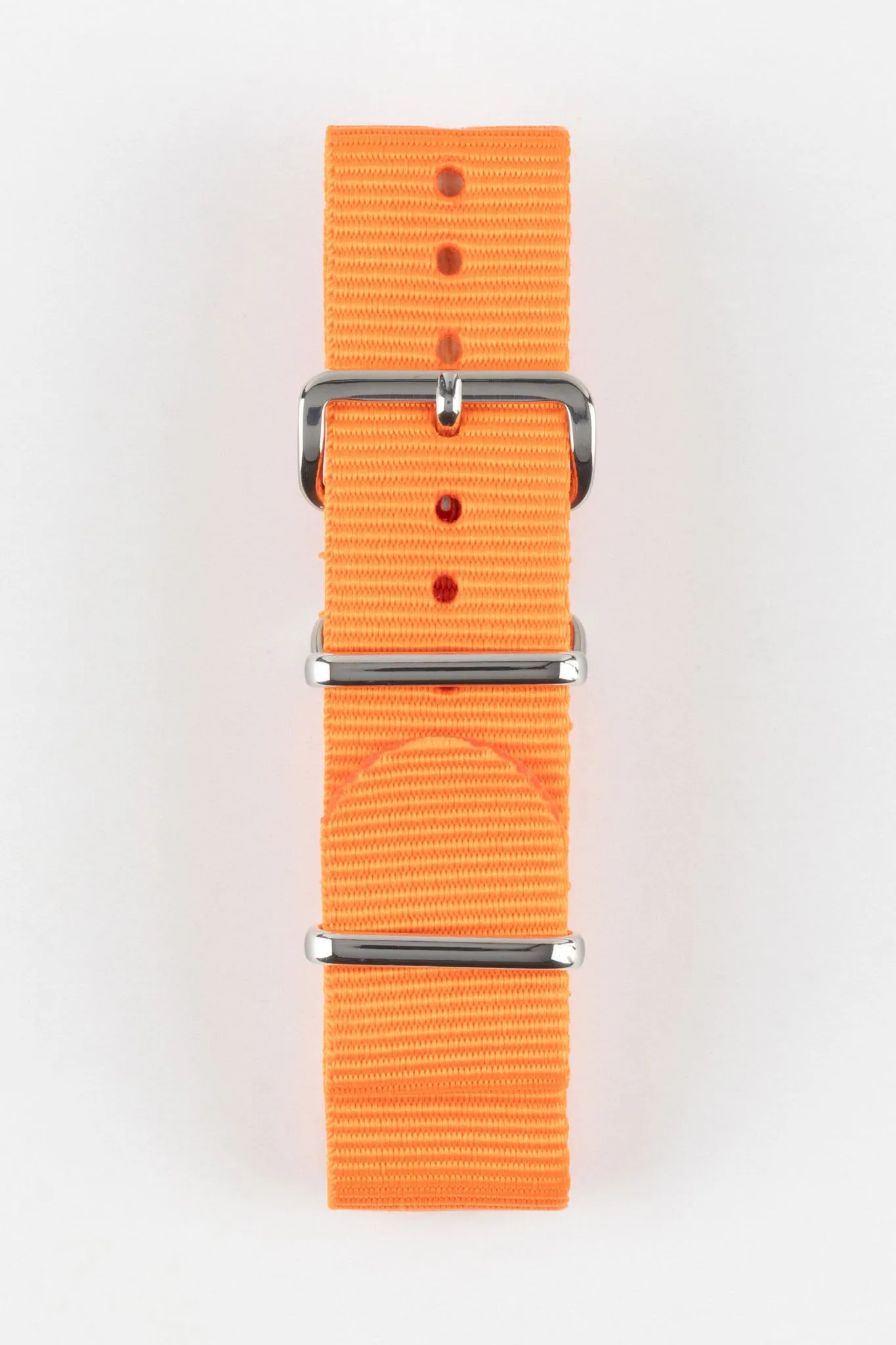 Nylon Watch Strap in ORANGE with Polished Buckle and Keepers