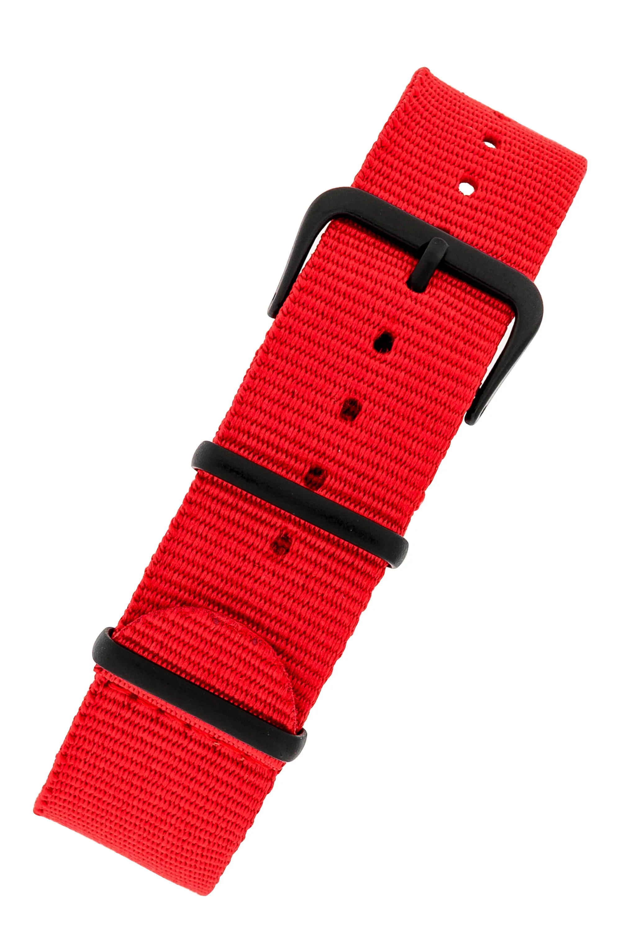 Nylon Watch Strap in RED with PVD Buckle and Keepers