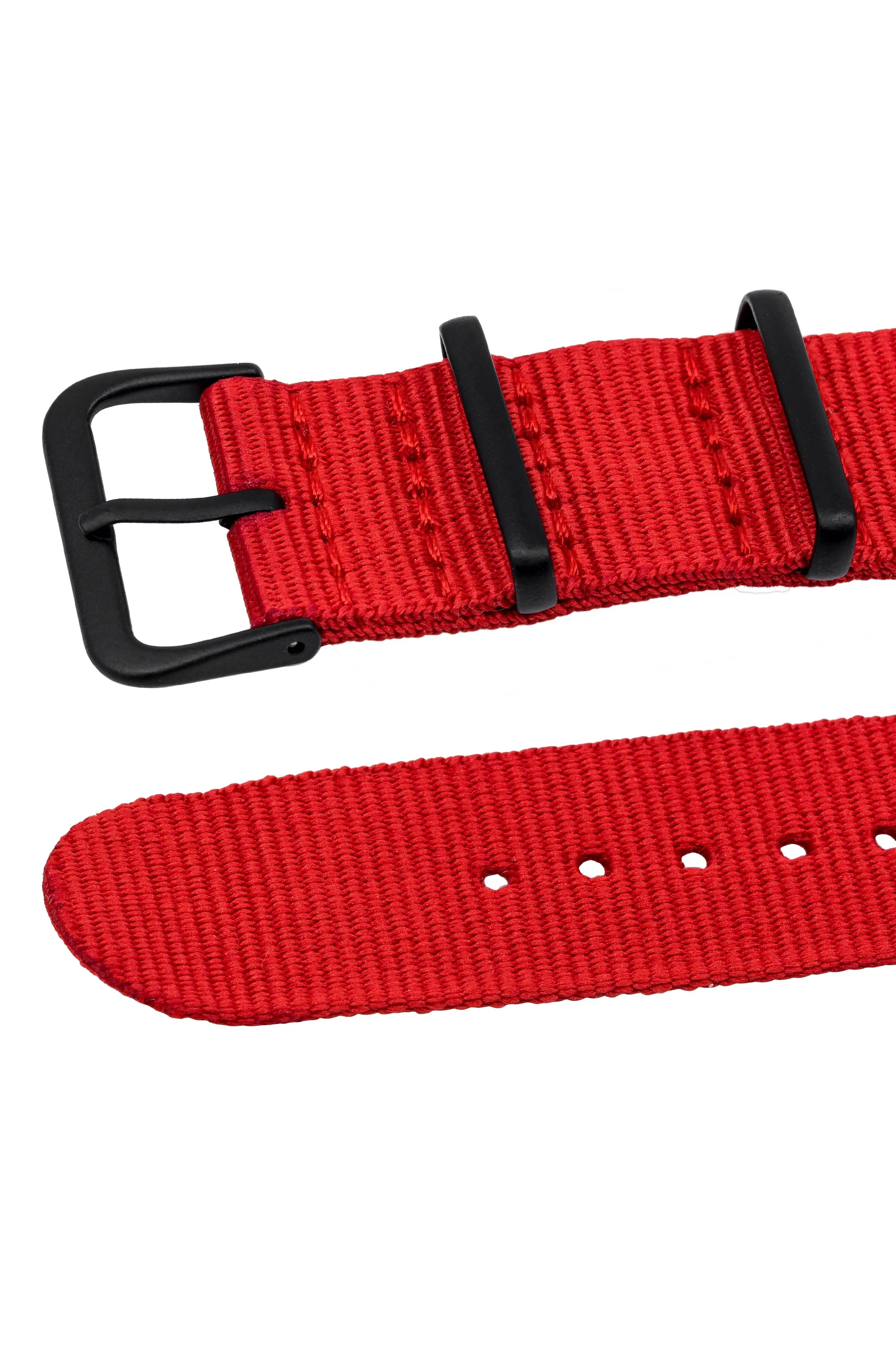 Nylon Watch Strap in RED with PVD Buckle and Keepers