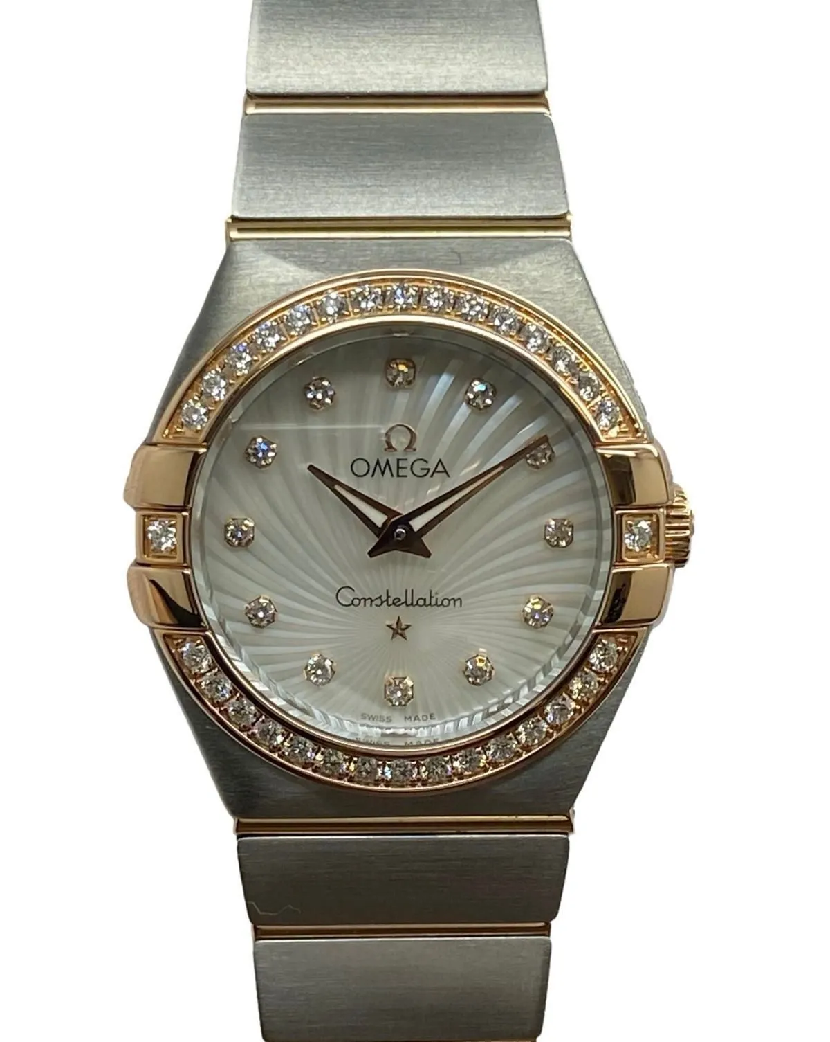 Omega  123.25.24.60.55.002 MOP Diamond Dial Quartz Women's Watch