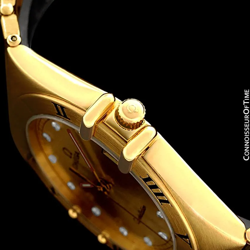 Omega Constellation Mens 35mm, Quartz, Date - 18K Gold Plated & Diamonds