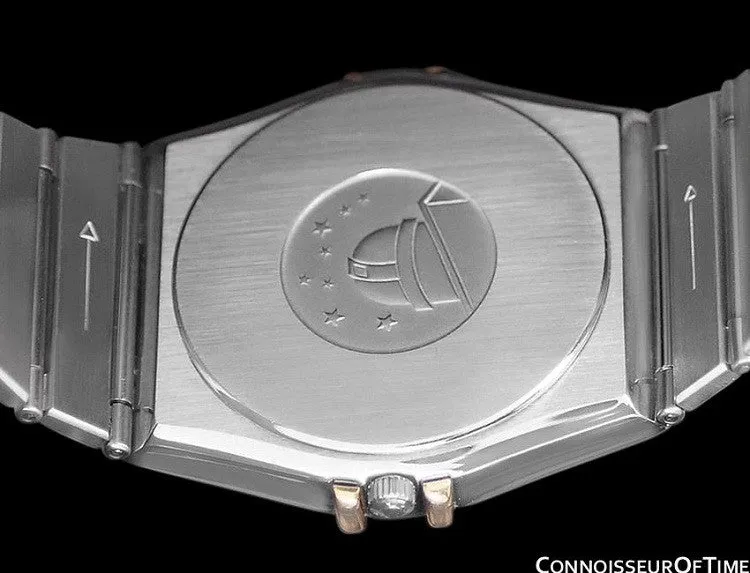Omega Constellation Mens 35mm Watch, Quartz, Date, Black Dial - Brushed Stainless Steel & 18K Gold