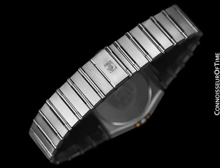 Omega Constellation Mens 35mm Watch, Quartz, Date, Black Dial - Brushed Stainless Steel & 18K Gold