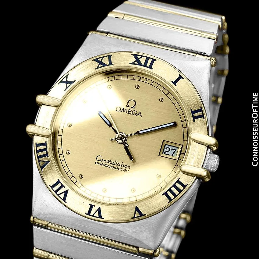 Omega Constellation Mens Watch, Quartz, Date, 35mm - Brushed Stainless Steel and 18K Gold