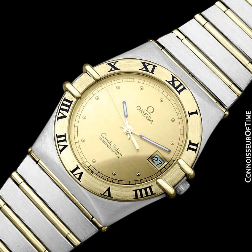Omega Constellation Mens Watch, Quartz, Date, 35mm - Brushed Stainless Steel and 18K Gold