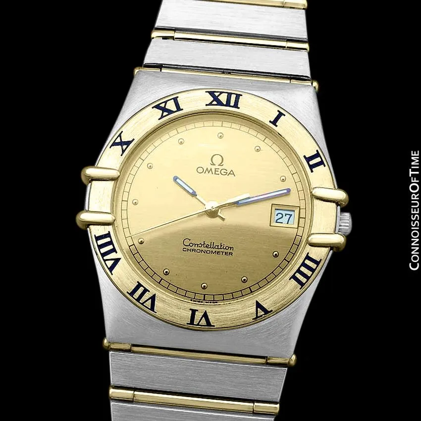 Omega Constellation Mens Watch, Quartz, Date, 35mm - Brushed Stainless Steel and 18K Gold