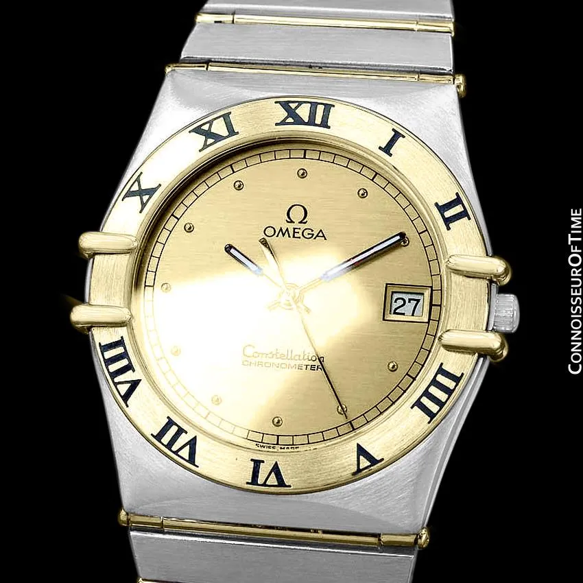 Omega Constellation Mens Watch, Quartz, Date, 35mm - Brushed Stainless Steel and 18K Gold