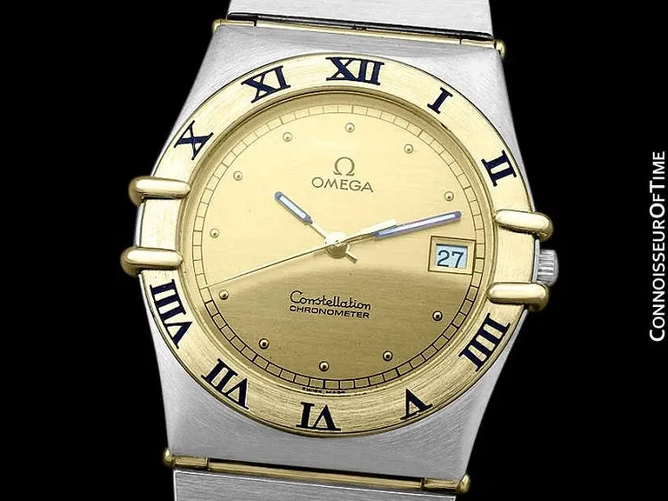 Omega Constellation Mens Watch, Quartz, Date, 35mm - Brushed Stainless Steel and 18K Gold