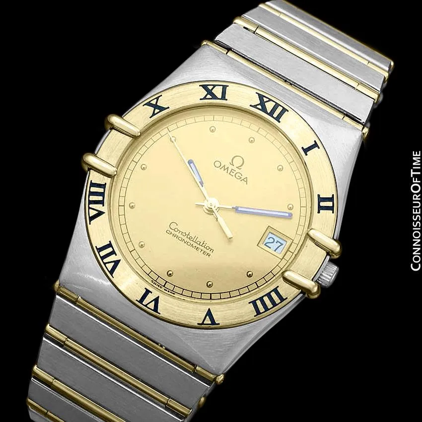 Omega Constellation Mens Watch, Quartz, Date, 35mm - Brushed Stainless Steel and 18K Gold