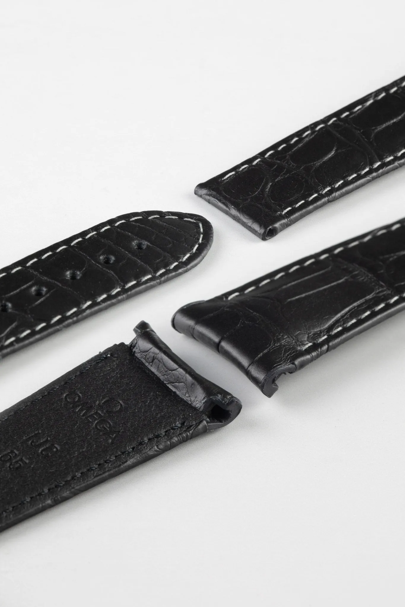 OMEGA CUZ005873 Speedmaster Moonphase 21mm Short Genuine Alligator Deployment Watch Strap in BLACK