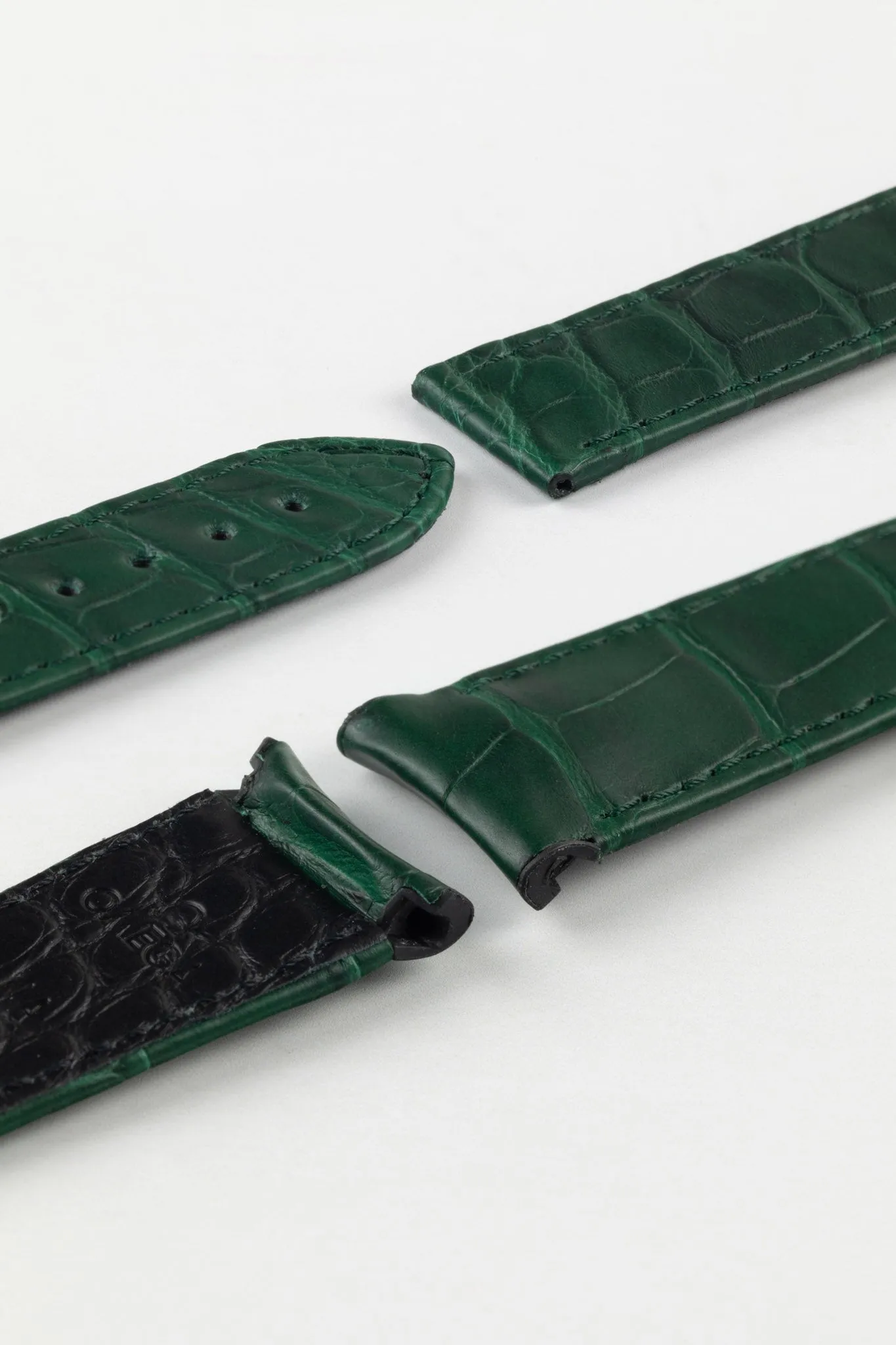 OMEGA CUZ013007 Speedmaster Moonphase 21mm Genuine Alligator Deployment Watch Strap in GREEN
