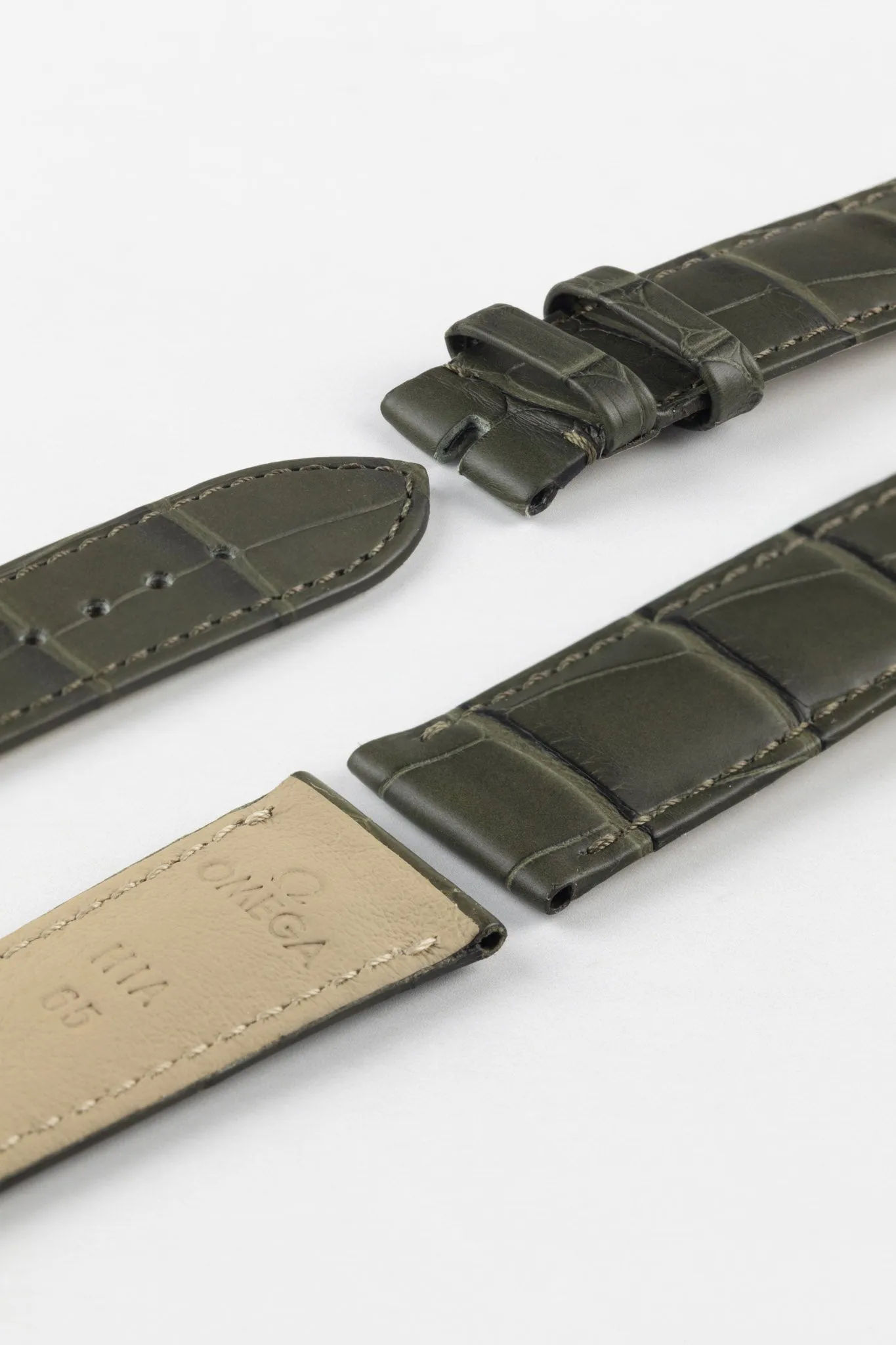 OMEGA CUZ014061 Speedmaster 20mm Genuine Alligator Watch Strap - KHAKI GREEN