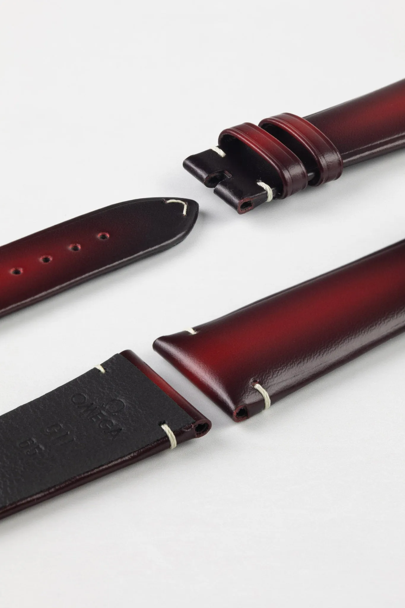 OMEGA CUZ015430 Speedmaster 57 Vintage Style 20mm Leather Watch Strap - BURGUNDY