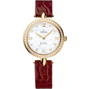 Omega De Ville Prestige 27.4 mm, yellow gold on leather strap