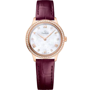 Omega De Ville Prestige 27.5 mm, Sedna™ gold on leather strap