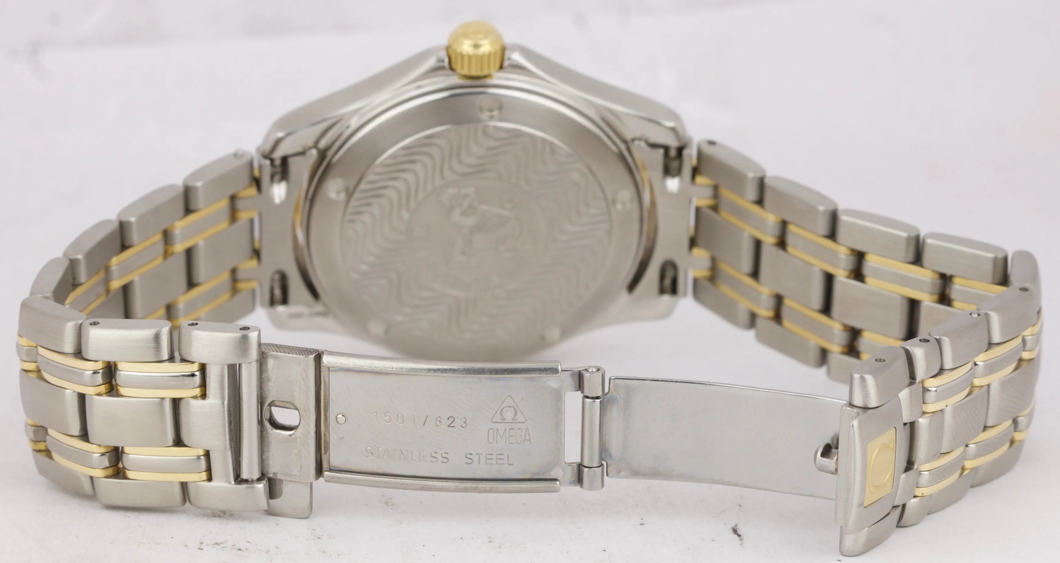 Omega Seamaster 120 Midsize 36mm Two-Tone Gold Blue Steel Quartz Watch 196.1501