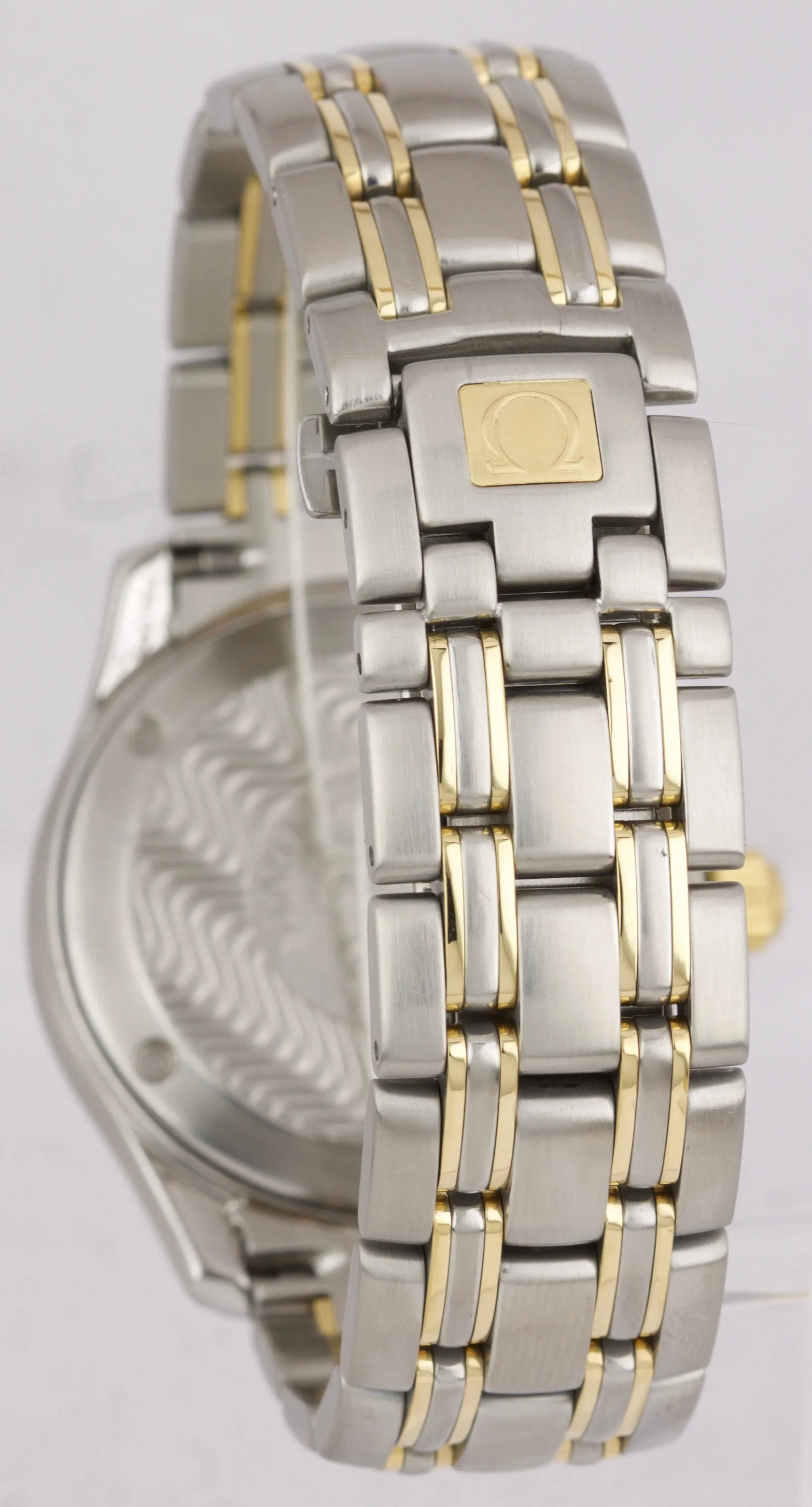 Omega Seamaster 120 Midsize 36mm Two-Tone Gold Blue Steel Quartz Watch 196.1501