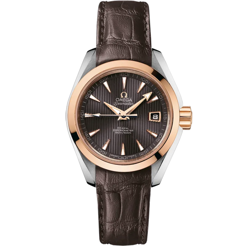Omega Seamaster Aqua Terra 150M 30 mm, steel - red gold on leather strap