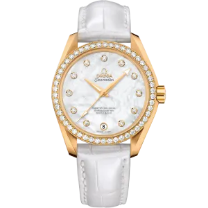 Omega Seamaster Aqua Terra 150M 38.5 mm, yellow gold on leather strap