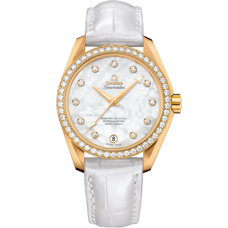 Omega Seamaster Aqua Terra 150M 38.5 mm, yellow gold on leather strap