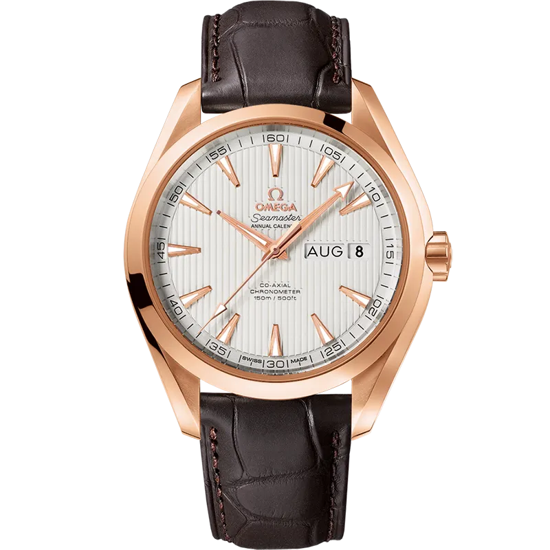 Omega Seamaster Aqua Terra 150M 43 mm, red gold on leather strap