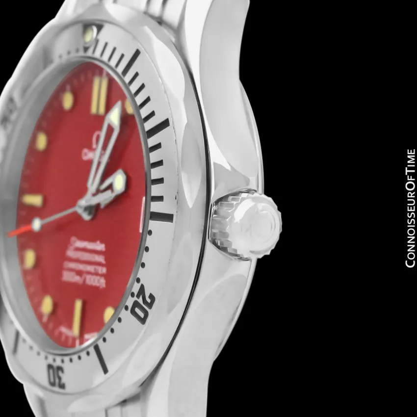 Omega Seamaster Midsize 300M Red Professional Divers Stainless Steel 2552.61 Automatic Watch - Rare Marui Special Edition