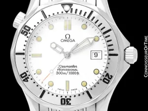 Omega Seamaster Midsize 300M White (James Bond Style) Professional Divers Watch, Stainless Steel - 2562.20.00
