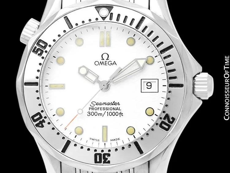 Omega Seamaster Midsize 300M White (James Bond Style) Professional Divers Watch, Stainless Steel - 2562.20.00