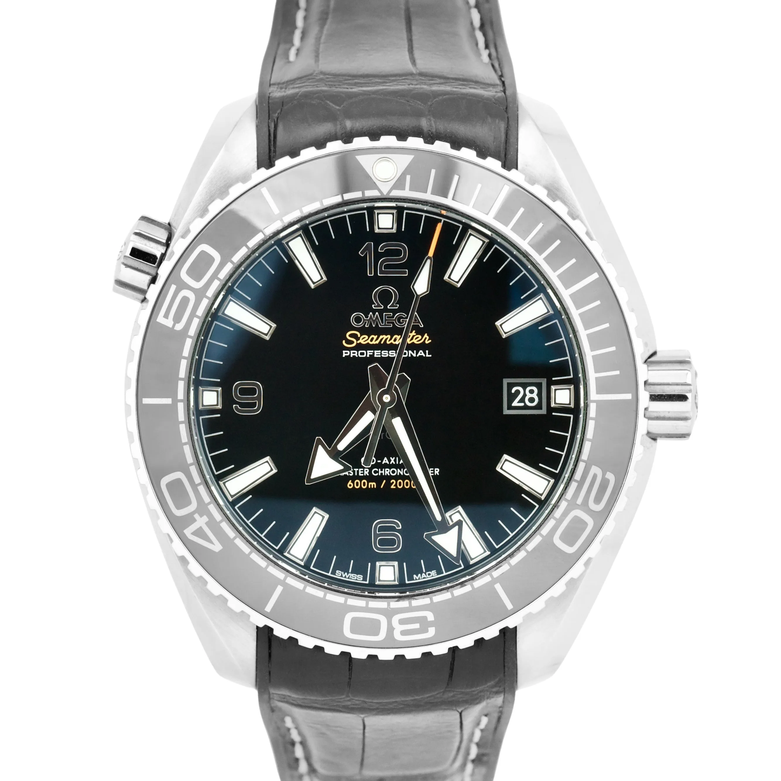 Omega Seamaster Planet Ocean Black Steel Leather 43.5mm 215.33.44.21.01.001 BOX