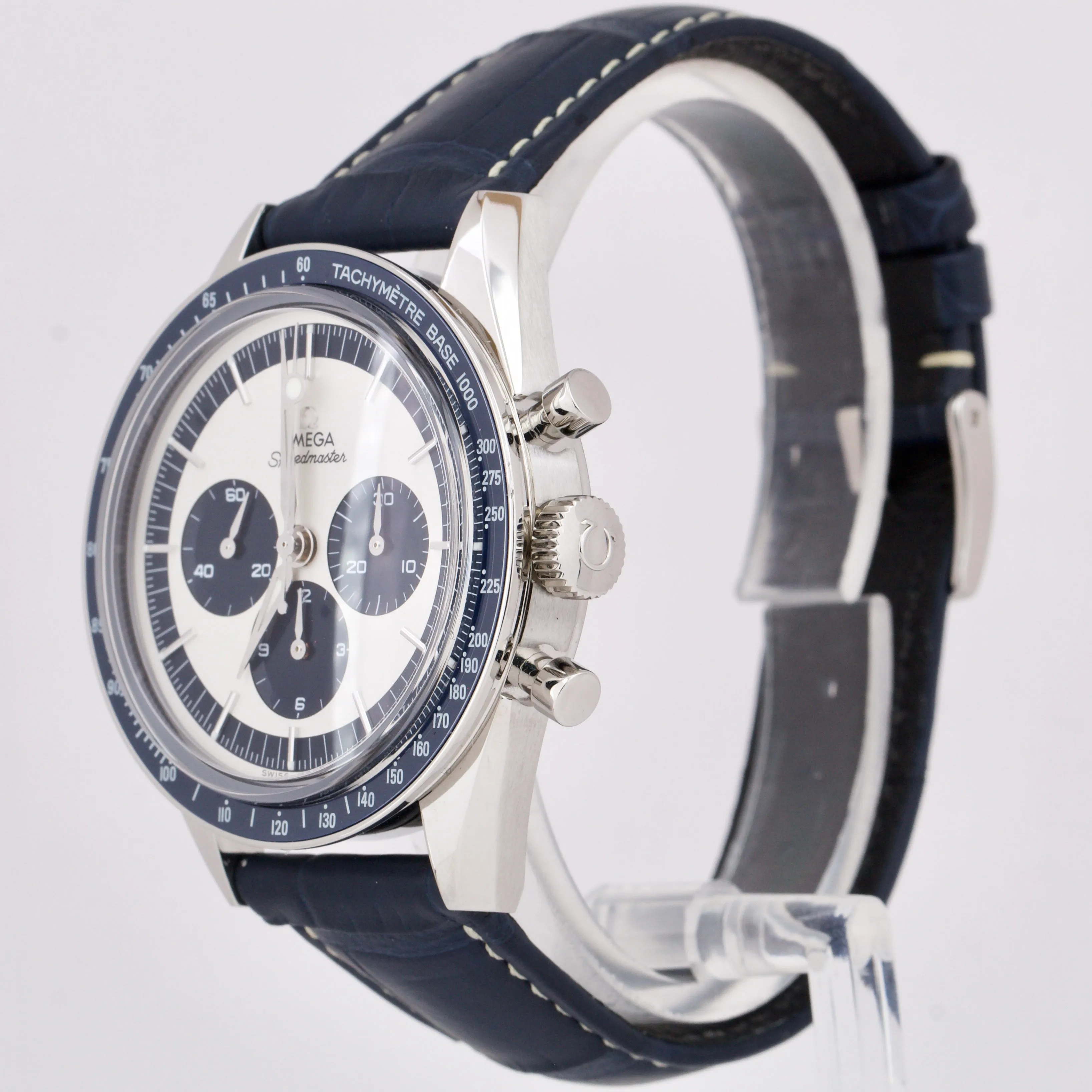 Omega Speedmaster Moonwatch 311.33.40.30.02.001 BLUE Leather PAPERS 39.7mm B P