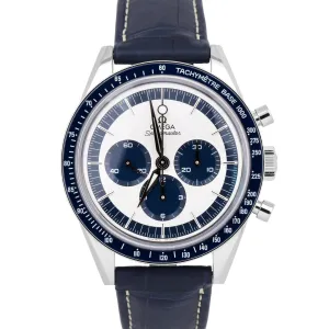 Omega Speedmaster Moonwatch 311.33.40.30.02.001 BLUE Leather PAPERS 39.7mm B P