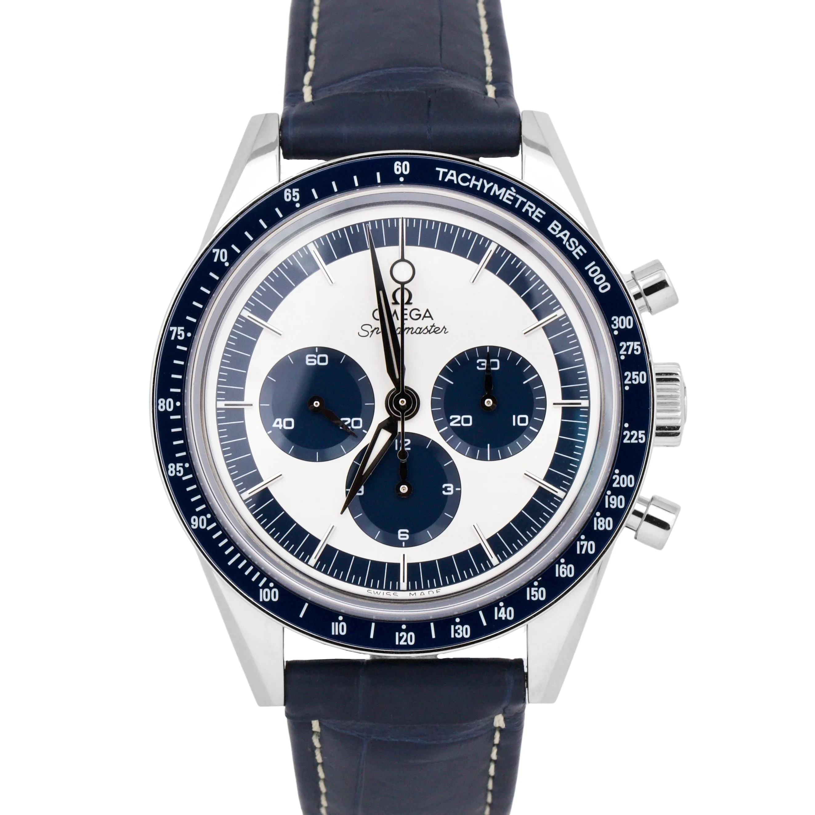 Omega Speedmaster Moonwatch 311.33.40.30.02.001 BLUE Leather PAPERS 39.7mm B P