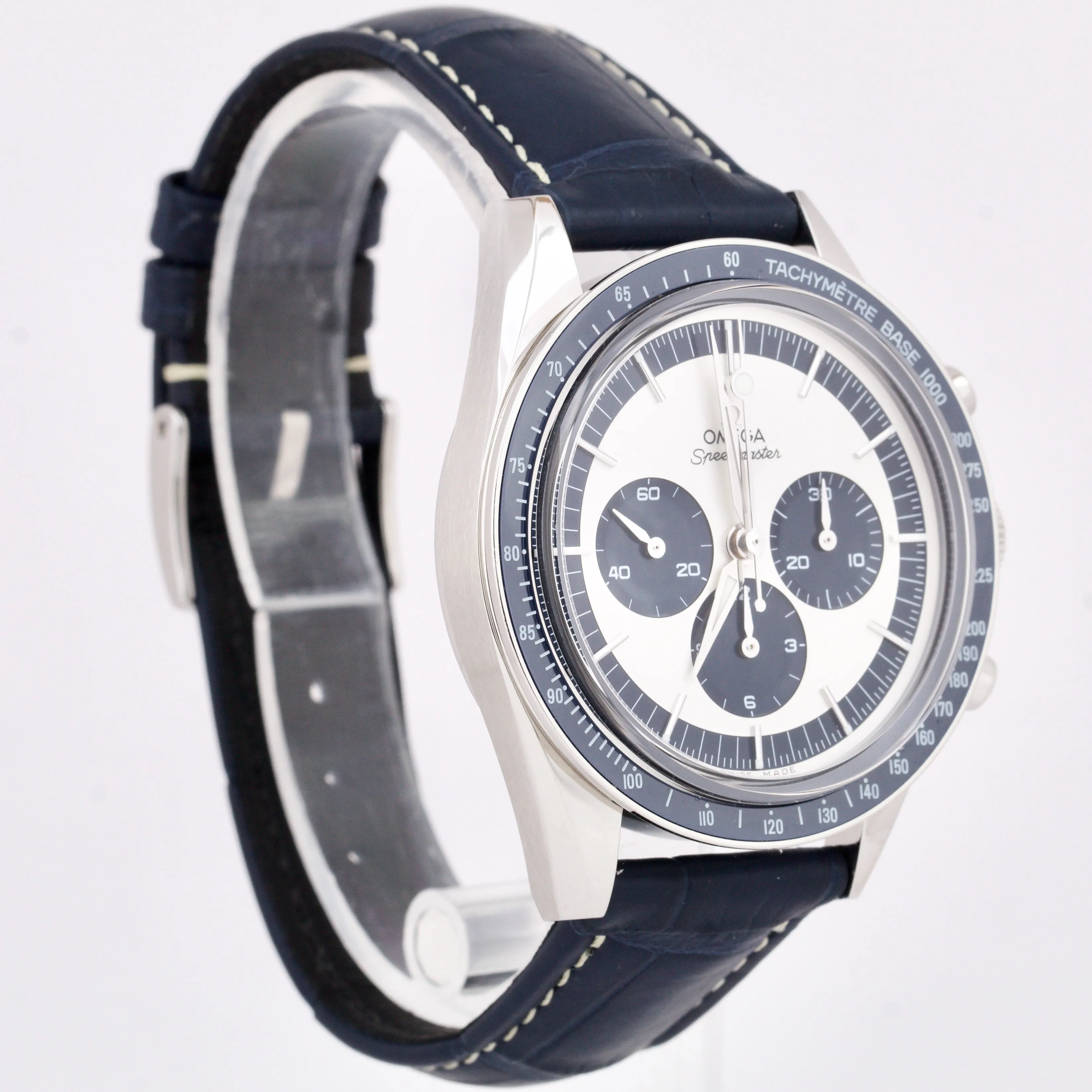 Omega Speedmaster Moonwatch 311.33.40.30.02.001 BLUE Leather PAPERS 39.7mm B P