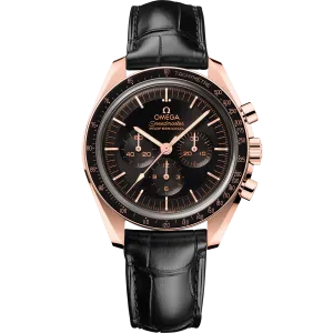 Omega Speedmaster Moonwatch Professional 42 mm, Sedna™ gold on leather strap