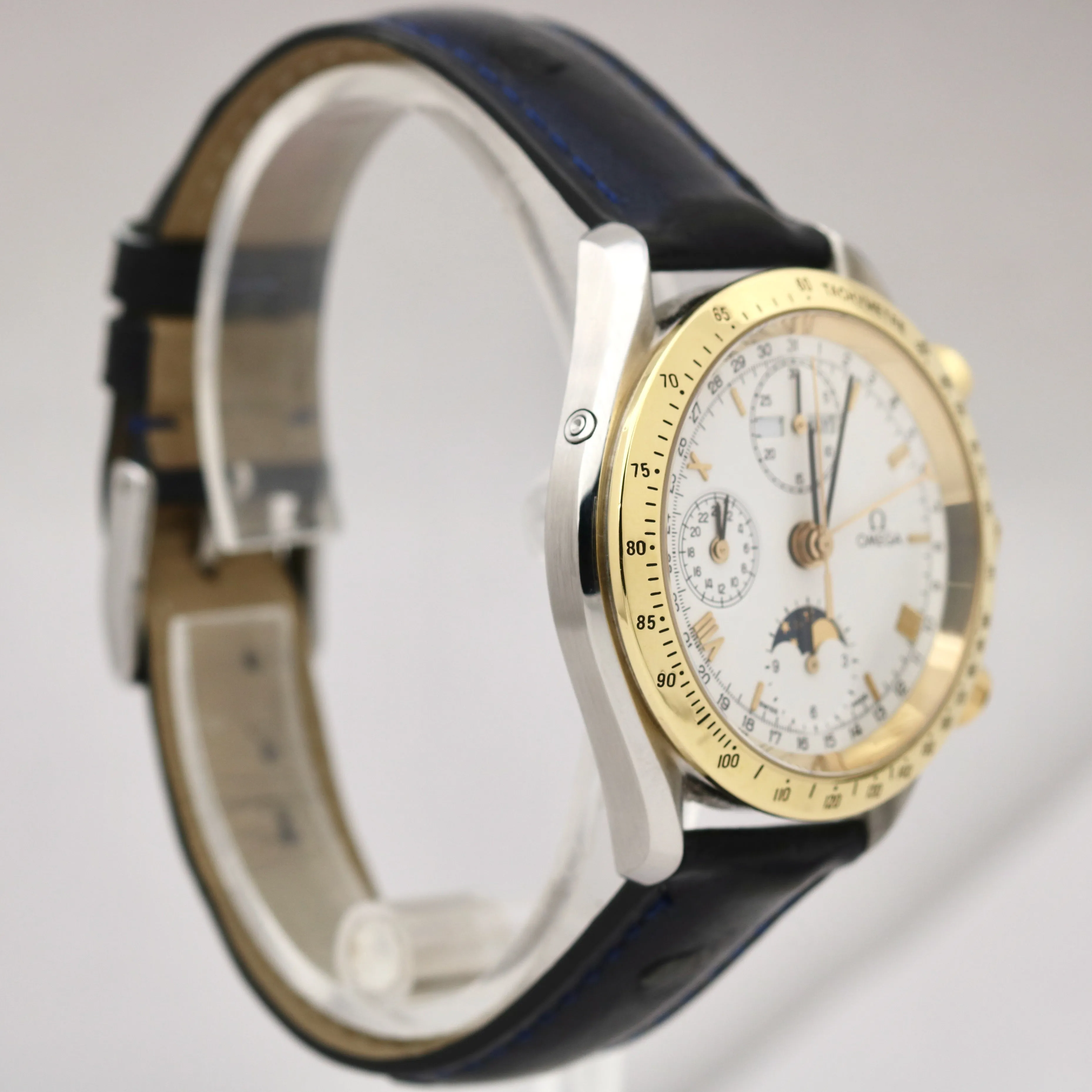 Omega Speedmaster Triple Date Moonphase Two Tone Yellow Gold Steel 175.0034 39mm