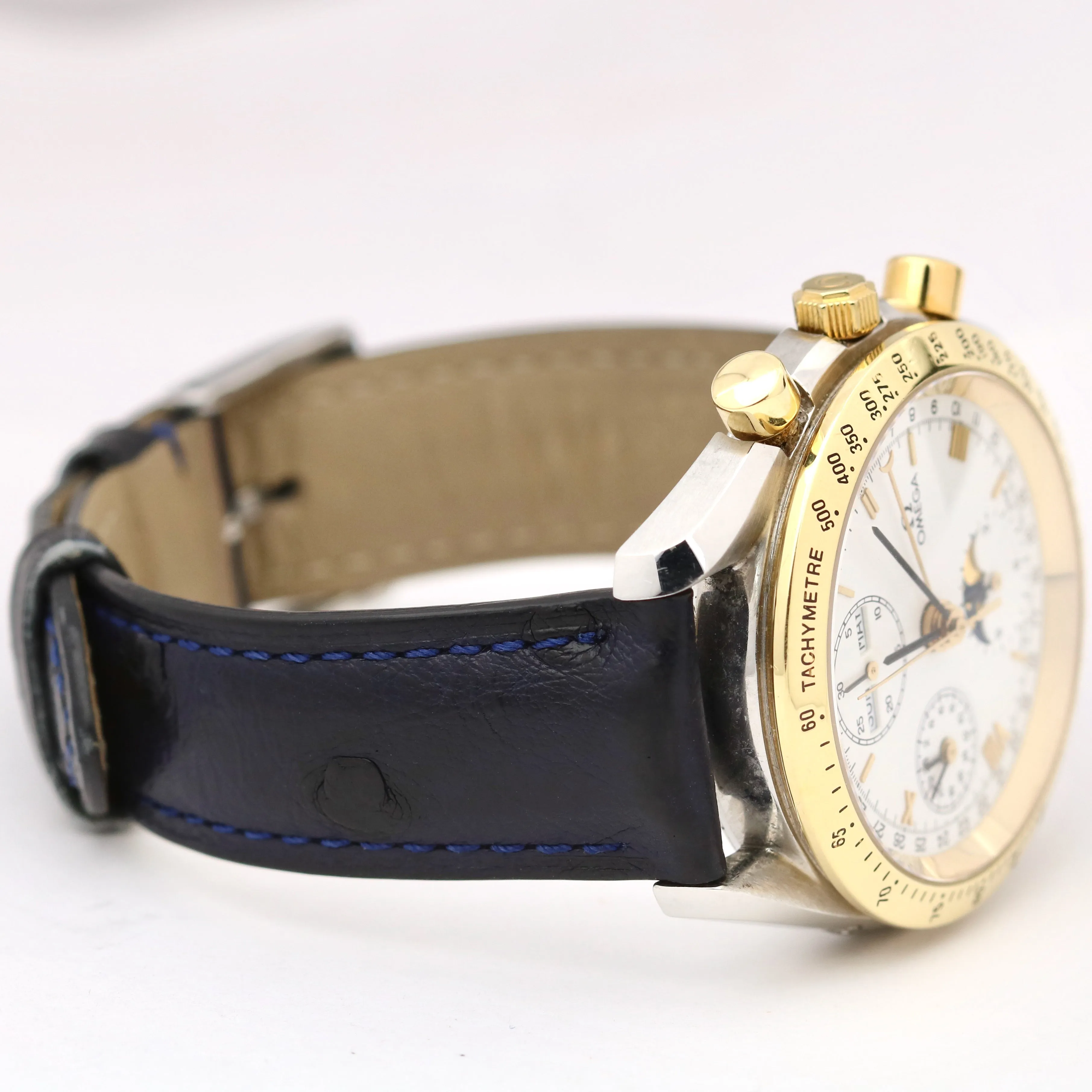 Omega Speedmaster Triple Date Moonphase Two Tone Yellow Gold Steel 175.0034 39mm
