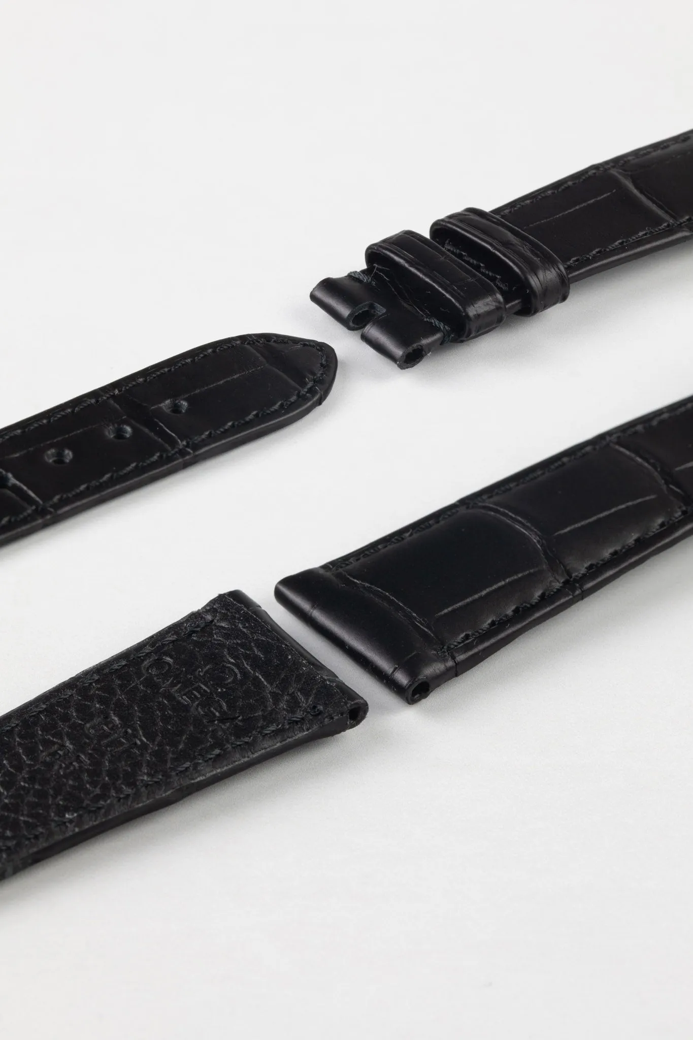 OMEGA Z016215 Genuine Alligator Low Profile 19mm Strap - BLACK