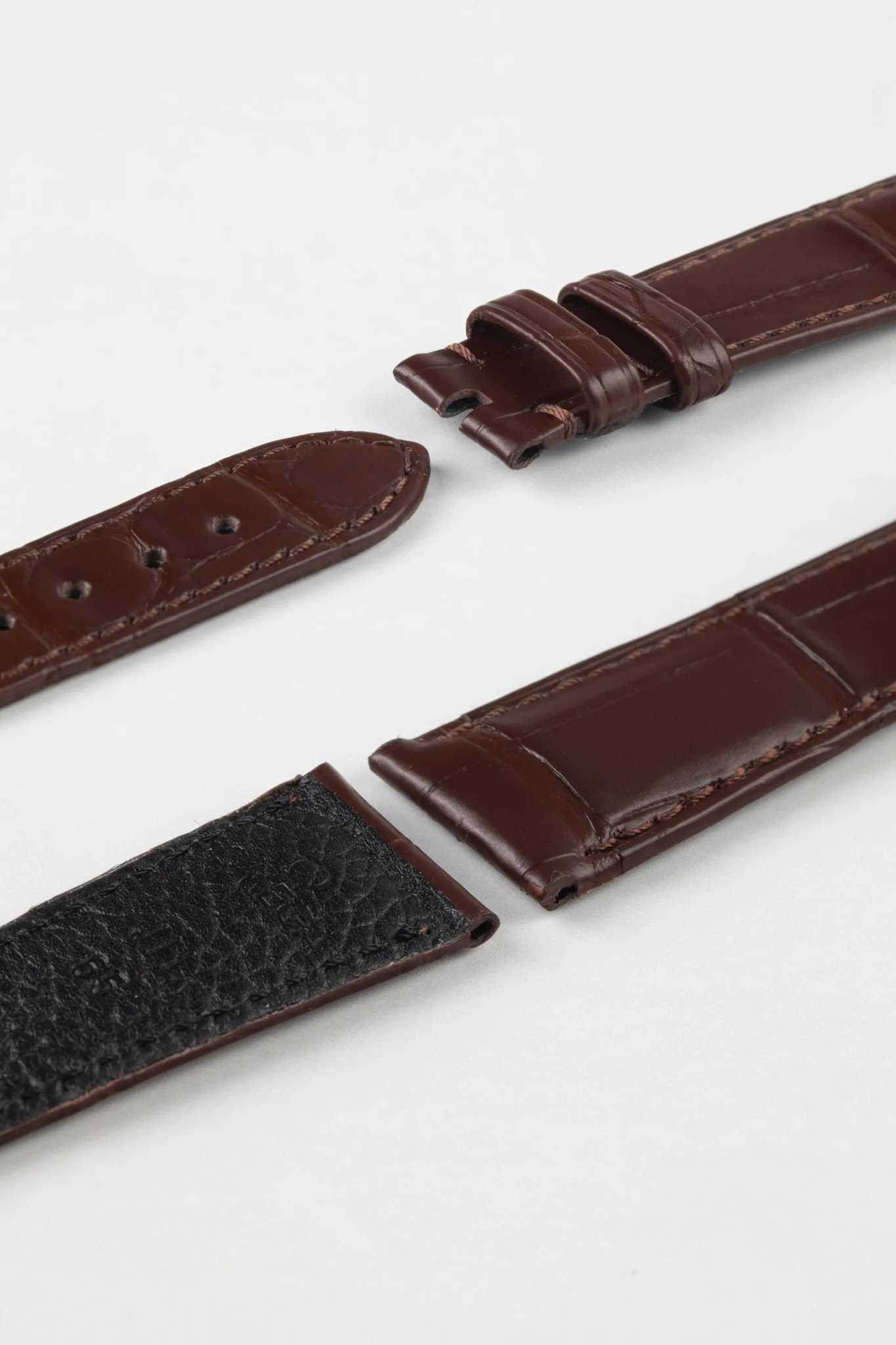 OMEGA Z016842 Genuine Alligator Low Profile 19mm Strap - BROWN