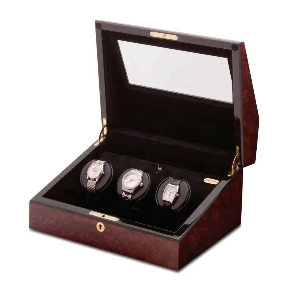 Orbita Siena 3-Unit Watch Winder in Burlwood