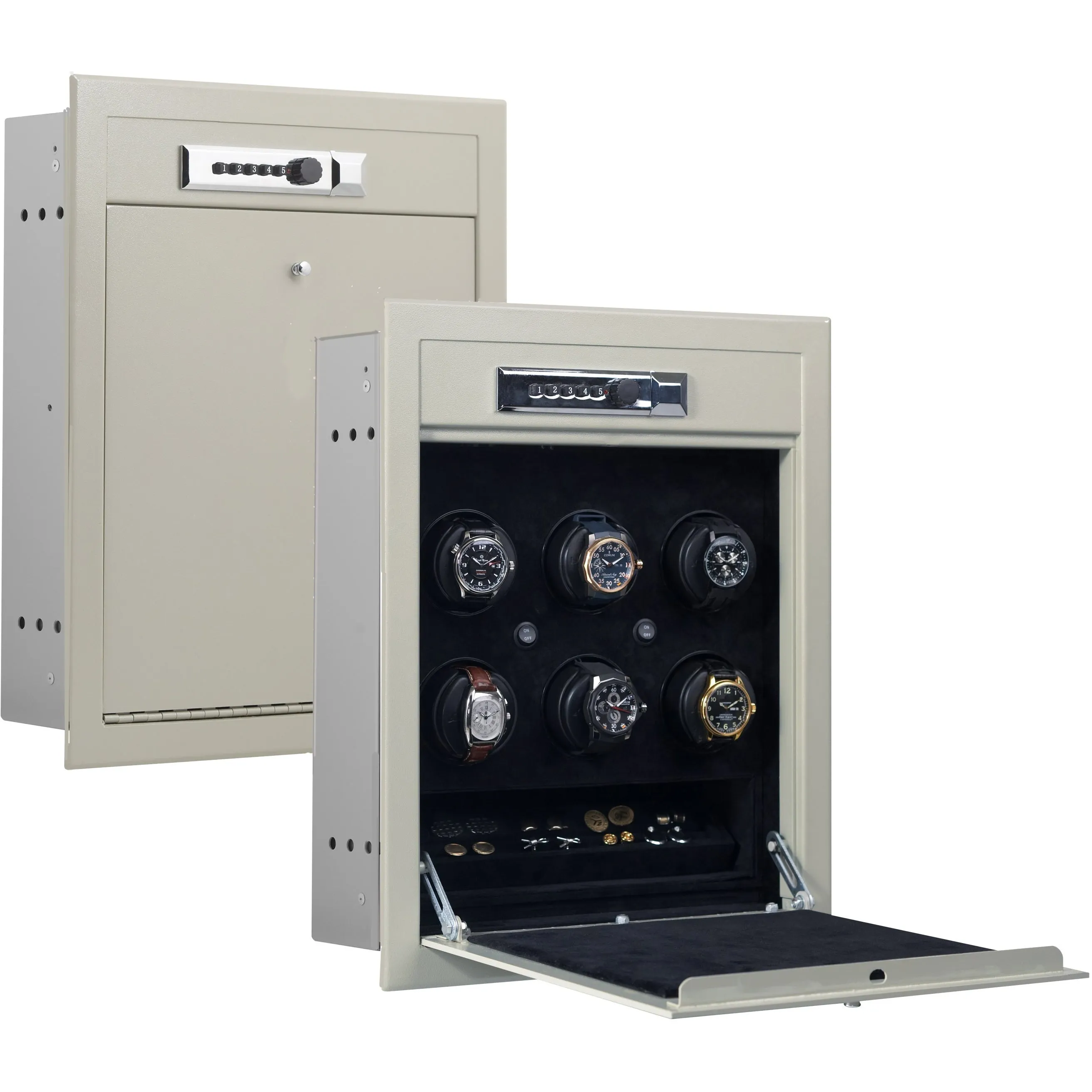 Orbita Wallsafe 6-Unit Watch Winder Vault (w/ Storage)