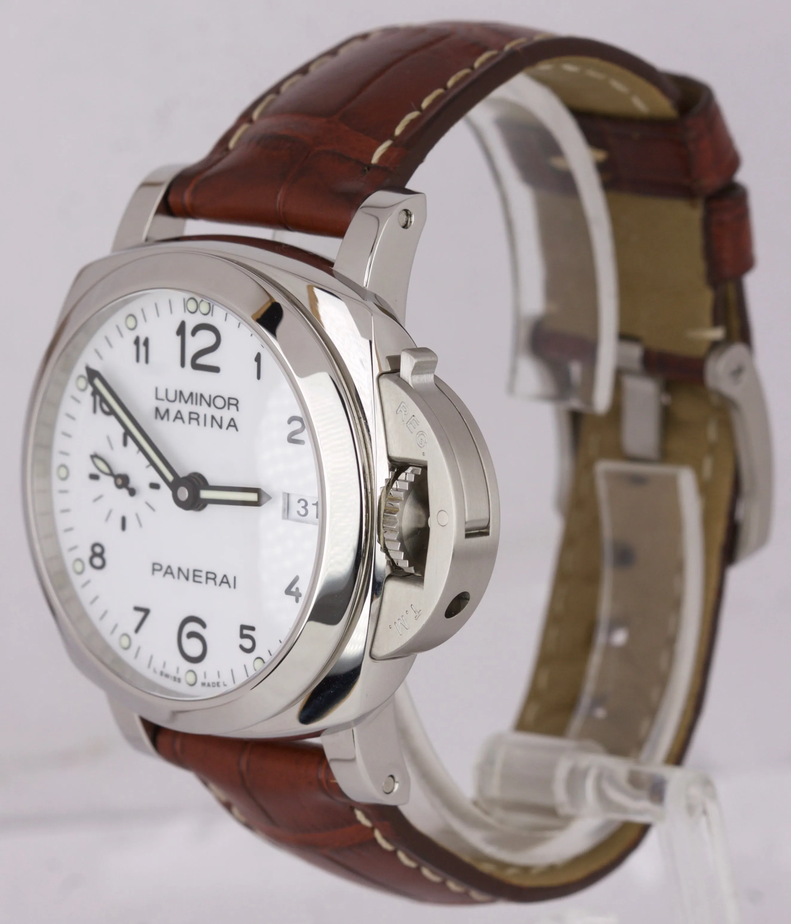 Panerai Luminor Marina Chronograph Automatic 42mm Steel Watch PAM 523 Box Paper