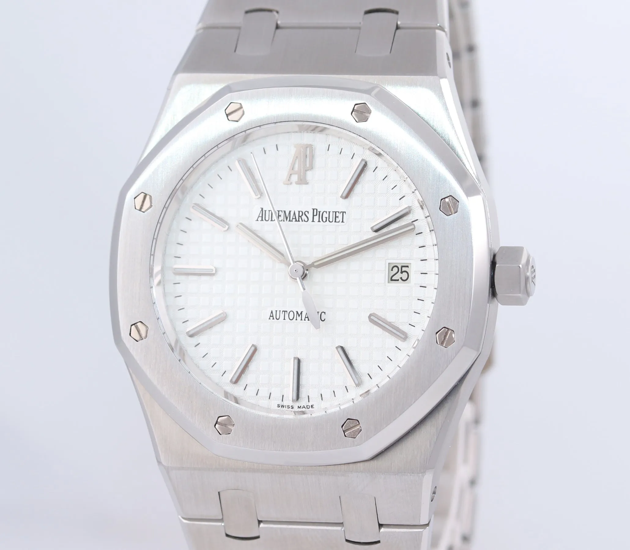 PAPERS Audemars Piguet Royal Oak Silver Stick 39mm Stainless 15300 Date Watch Bo