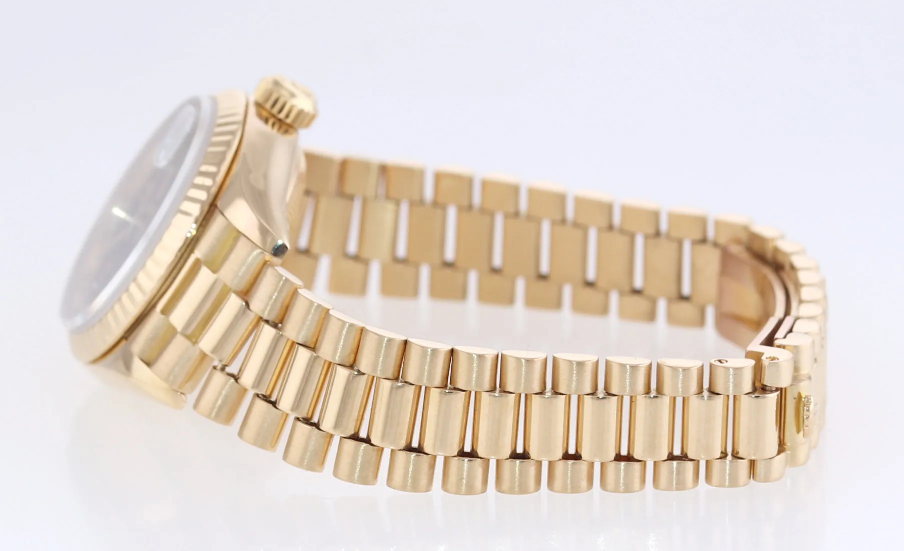 PAPERS Ladies Rolex President 26mm Black Arabic 69178 Yellow Gold Quickset Watch