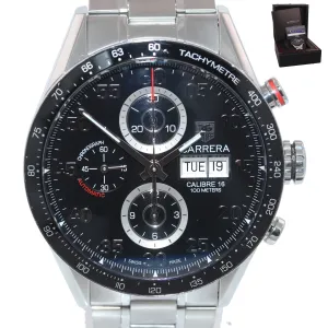 PAPERS MINT TAG Heuer Carrera Calibre 16 Chronograph Day-Date 43.5mm Steel CV2A