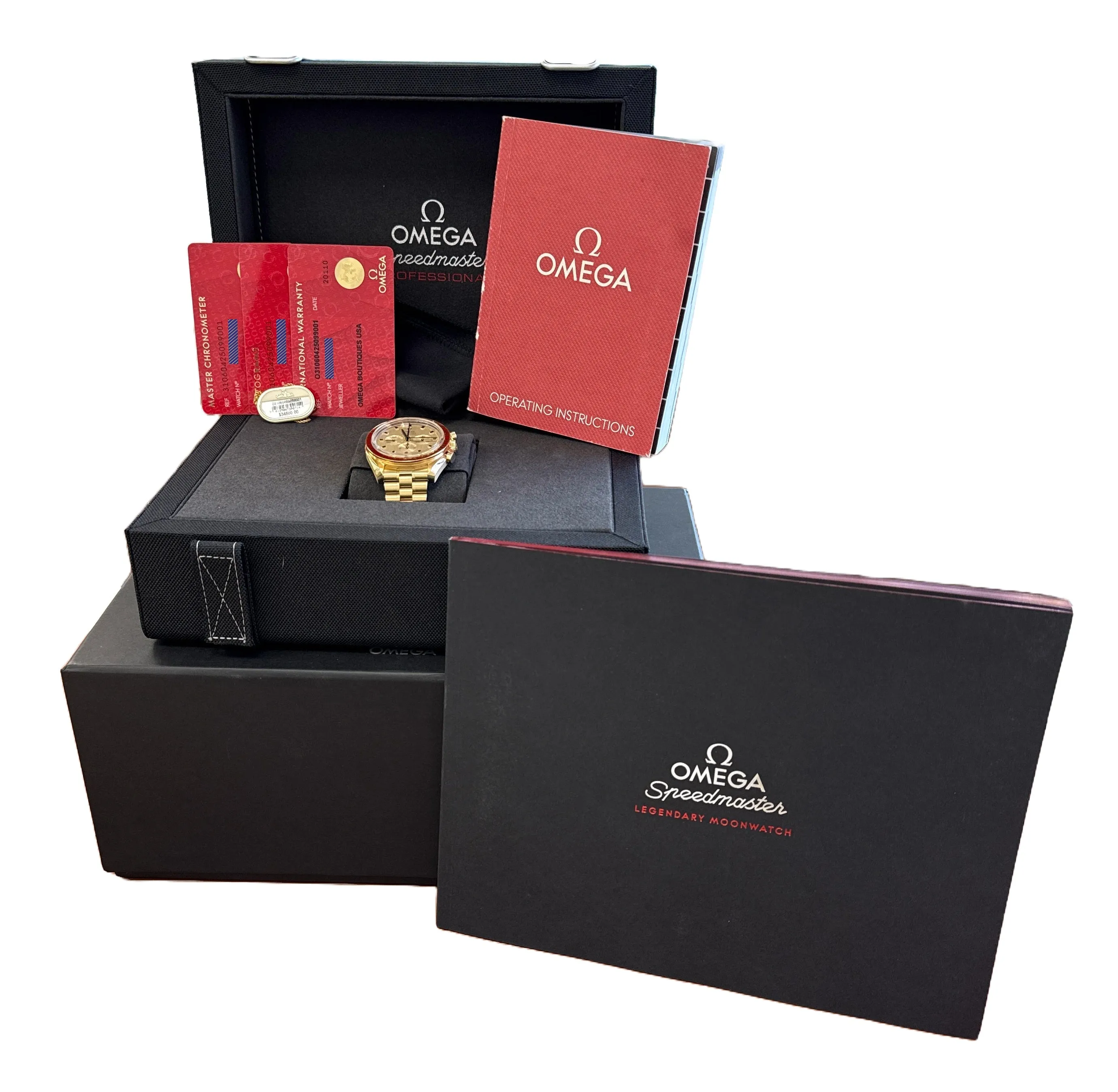PAPERS Omega Speedmaster Apollo 11 MOONSHINE 18K Gold 310.60.42.50.99.001 BOX
