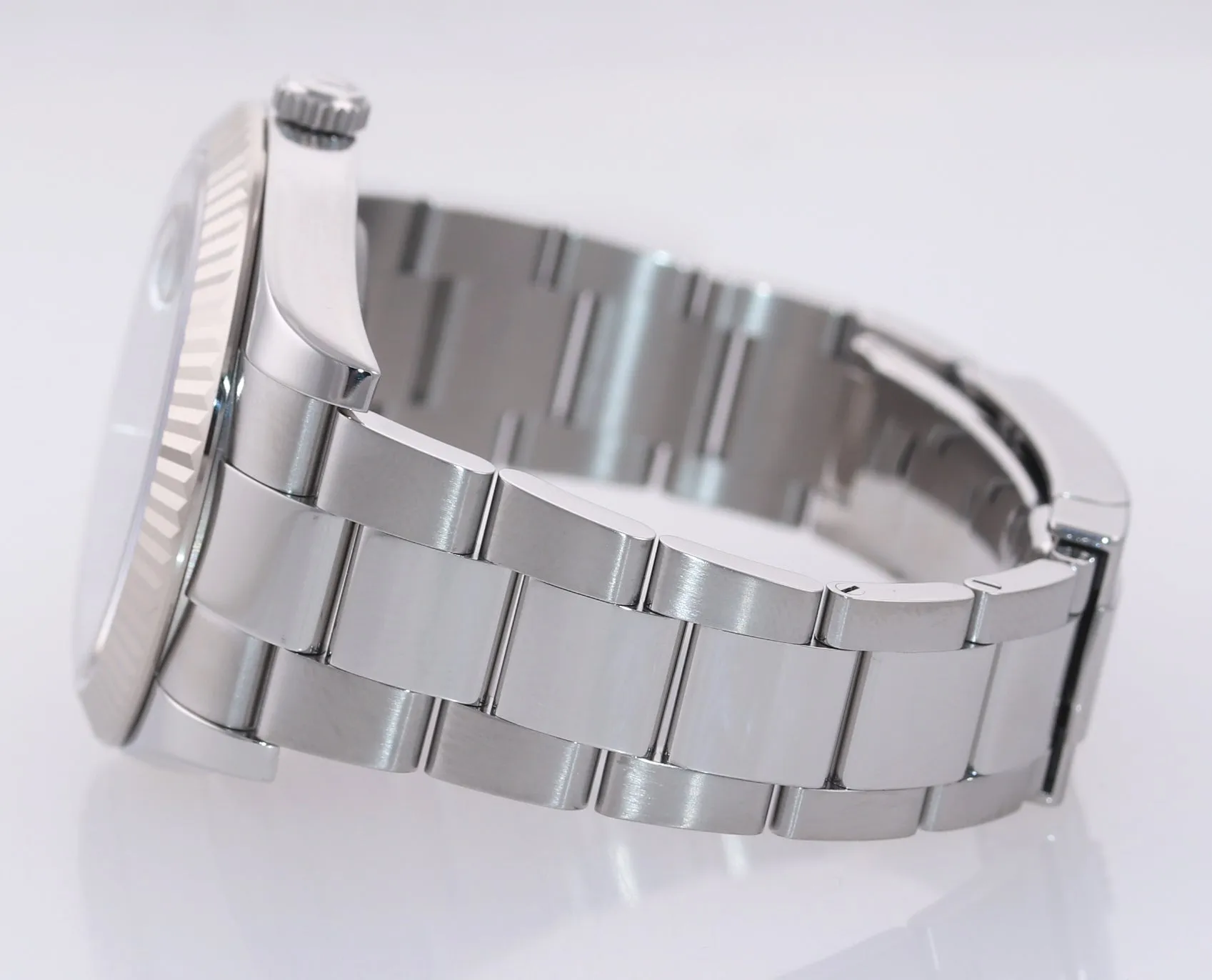 PAPERS Rolex Datejust 2 Wimbledon Grey 41mm White Gold Fluted Steel 116334 Watch