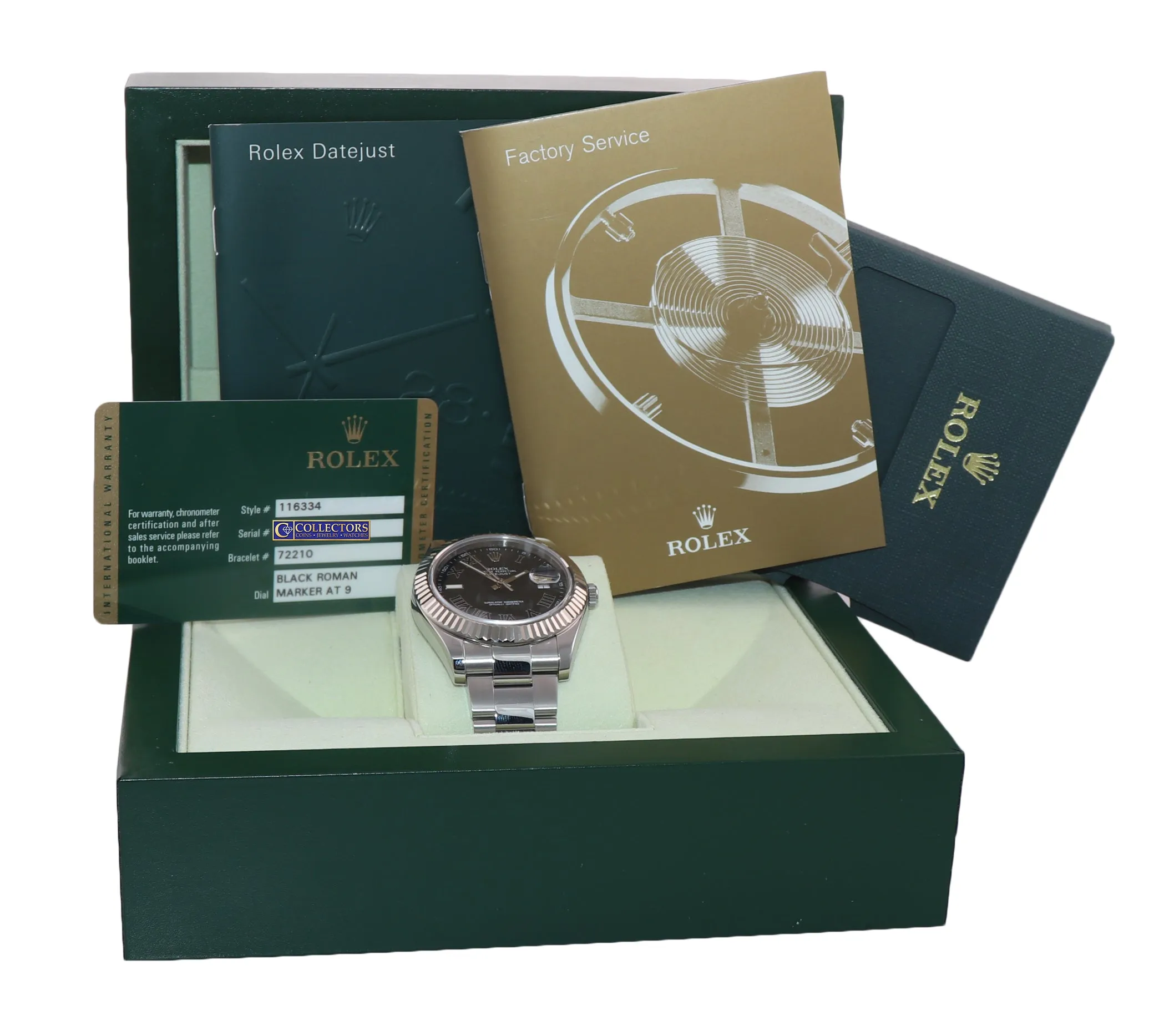 PAPERS Rolex Datejust 2 Wimbledon Grey 41mm White Gold Fluted Steel 116334 Watch