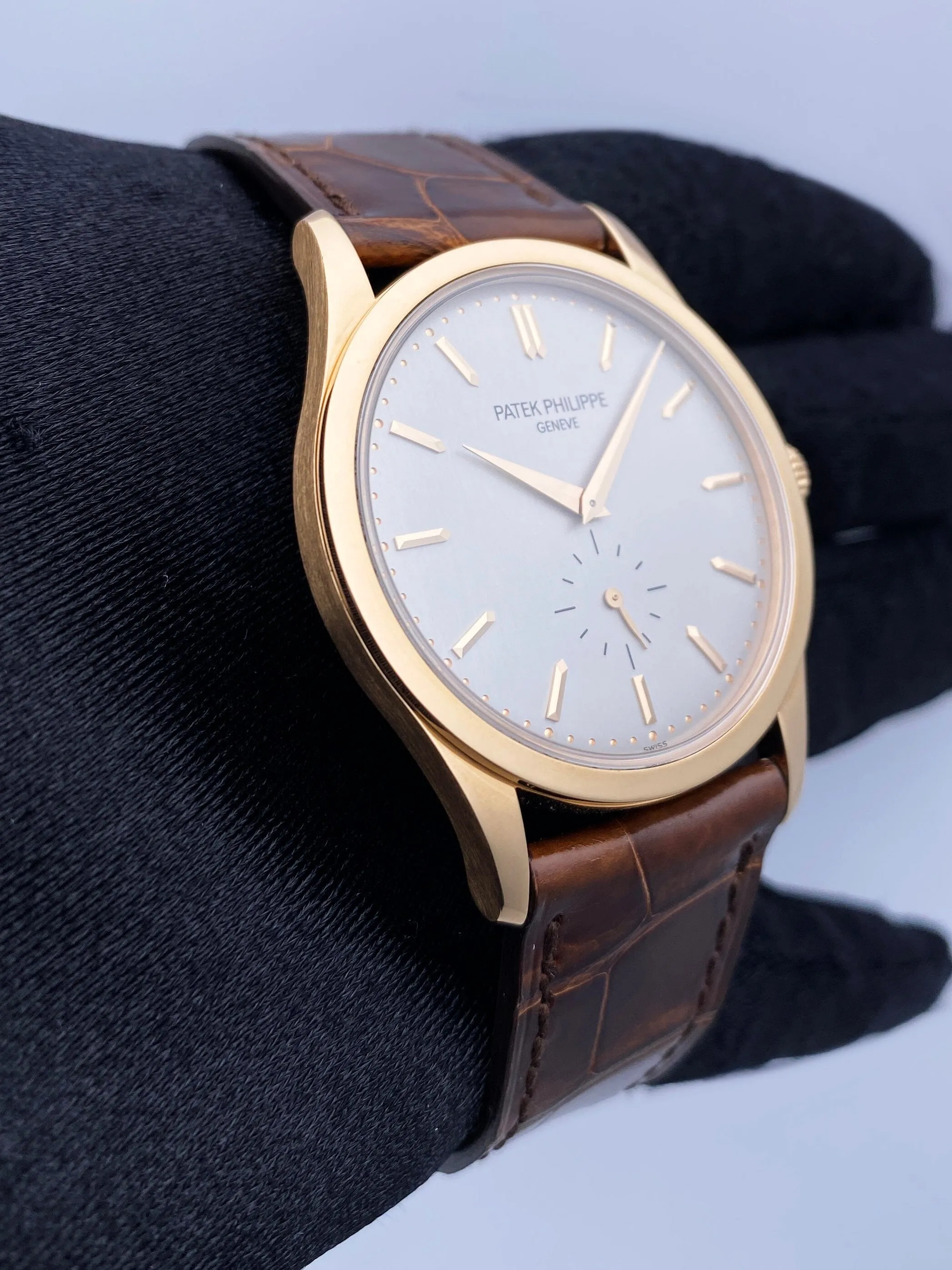 Patek Philippe Calatrava 5196R 18K Rose Gold Mens Watch Box Papers