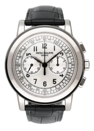 Patek Philippe Complications Chronograph 5070G Silver Dial Mens Watch Box Papers